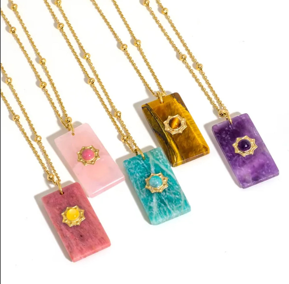 Augusta Antonia- Gemstone- Sun Pendant Necklace