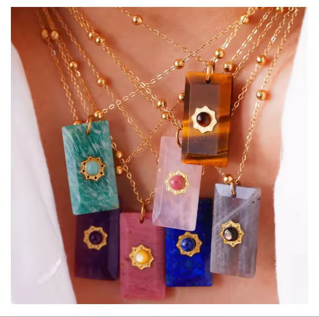 Augusta Antonia- Gemstone- Sun Pendant Necklace