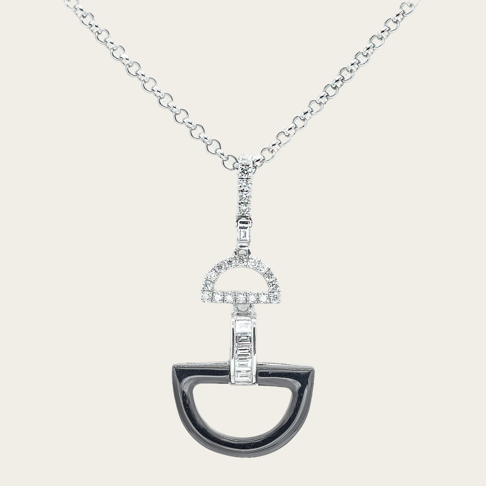 Black Onyx and Diamond Necklace - WG