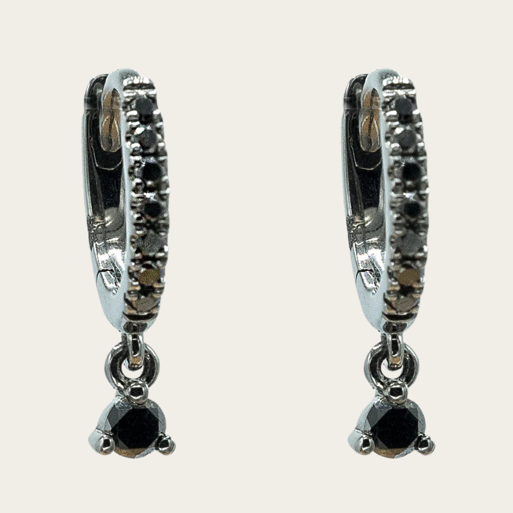 Black and White Diamond Earrings - WG (1.03gm)