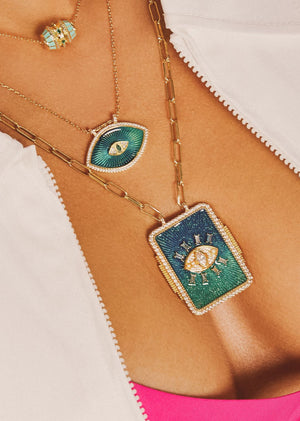 NECKLACE - BLUE RAINBOW TILAK BOHEME