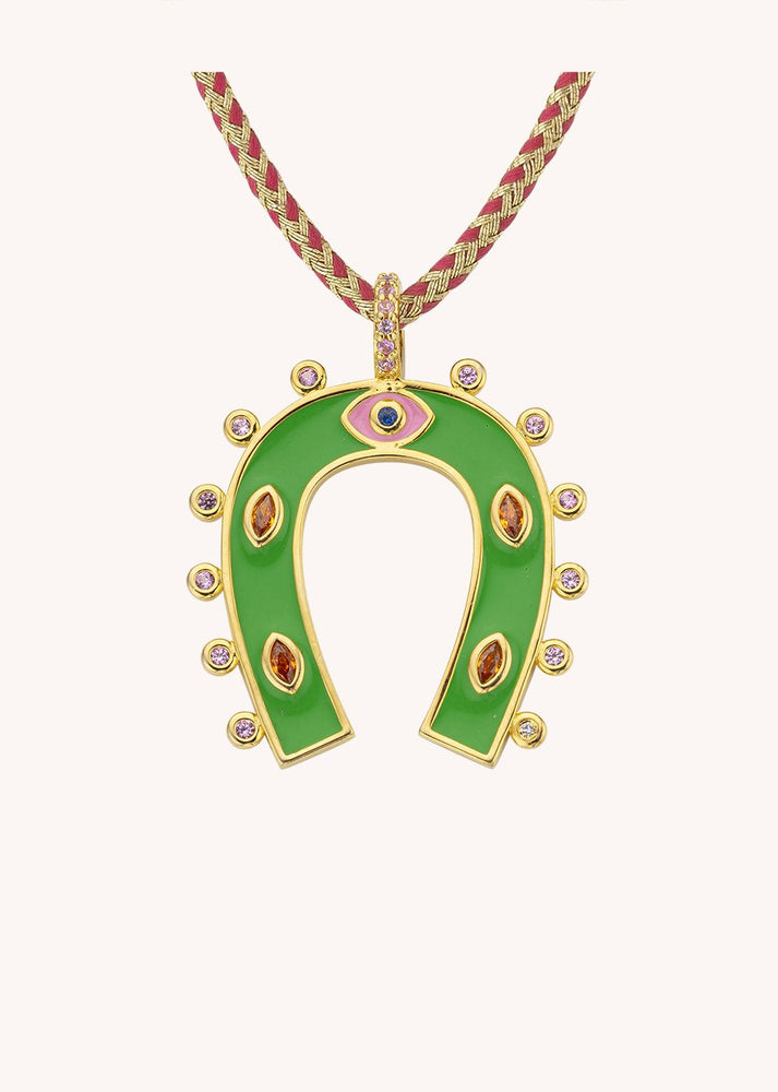 NECKLACE - GREEN HORSESHOE