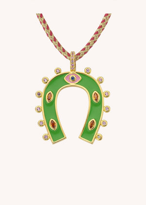 NECKLACE - GREEN HORSESHOE