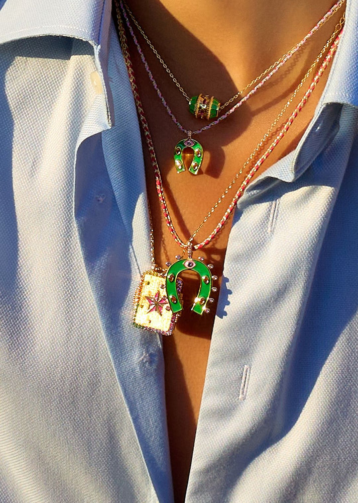 NECKLACE - GREEN HORSESHOE