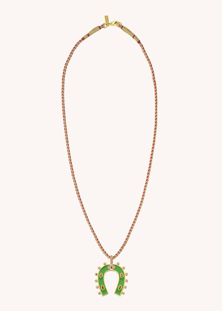 NECKLACE - GREEN HORSESHOE