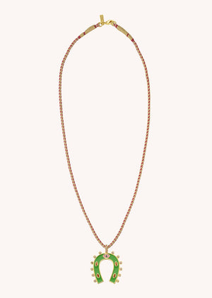 NECKLACE - GREEN HORSESHOE