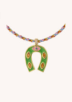 NECKLACE - GREEN MINI HORSESHOE