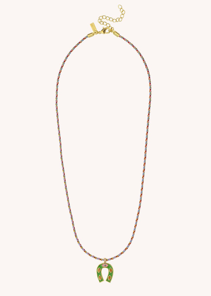 NECKLACE - GREEN MINI HORSESHOE