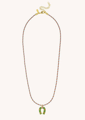 NECKLACE - GREEN MINI HORSESHOE