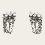 Chain and Pear Diamond Earrings - WG