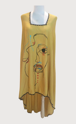 Art on Kaftan Dress - Mustard