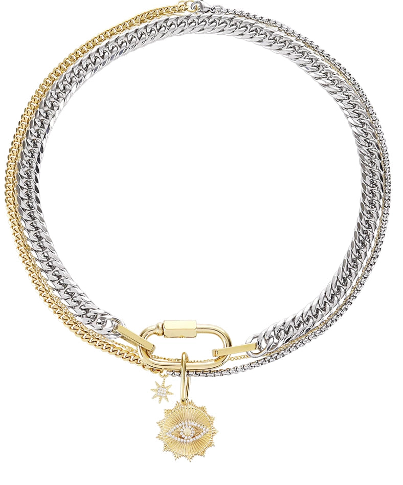 Evil Eye Carabiner 2 in 1 3 Stand Necklace-Pvd