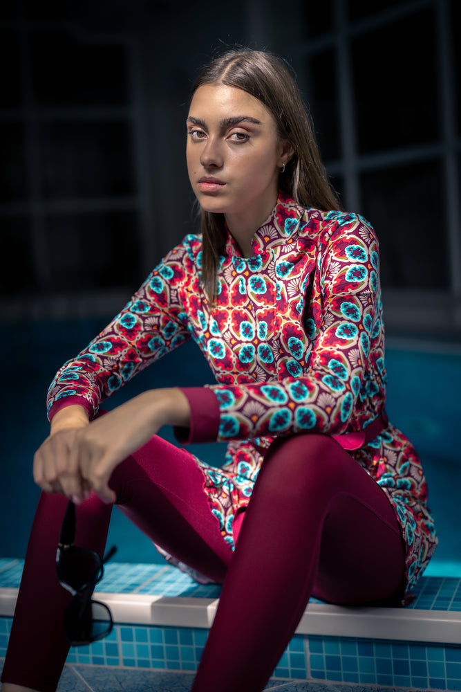 Retro Flora Modest Swim Set