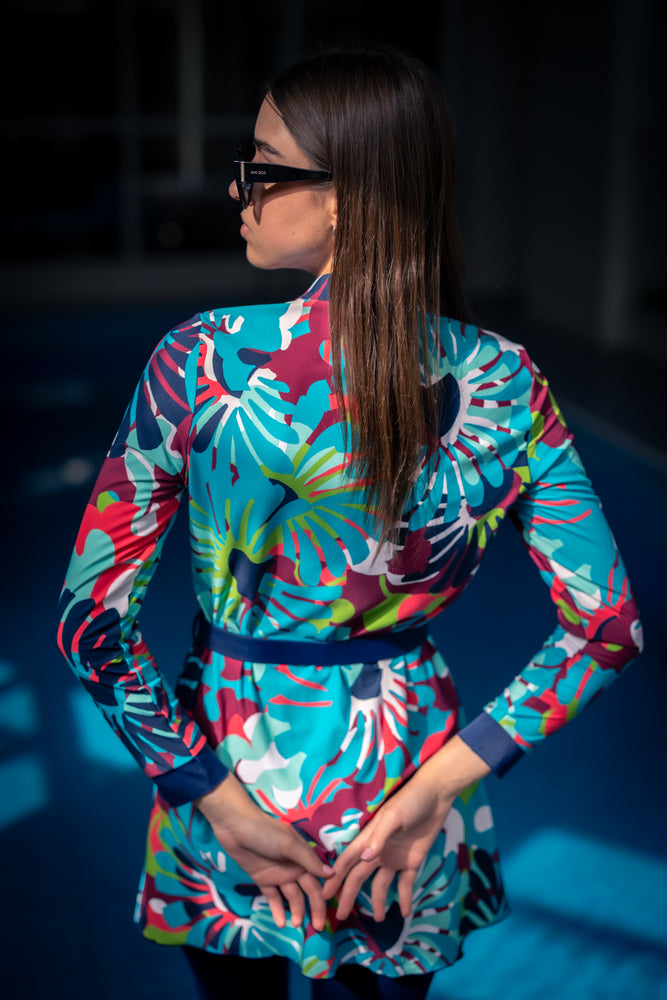 Blue Floral Modest Swim Set