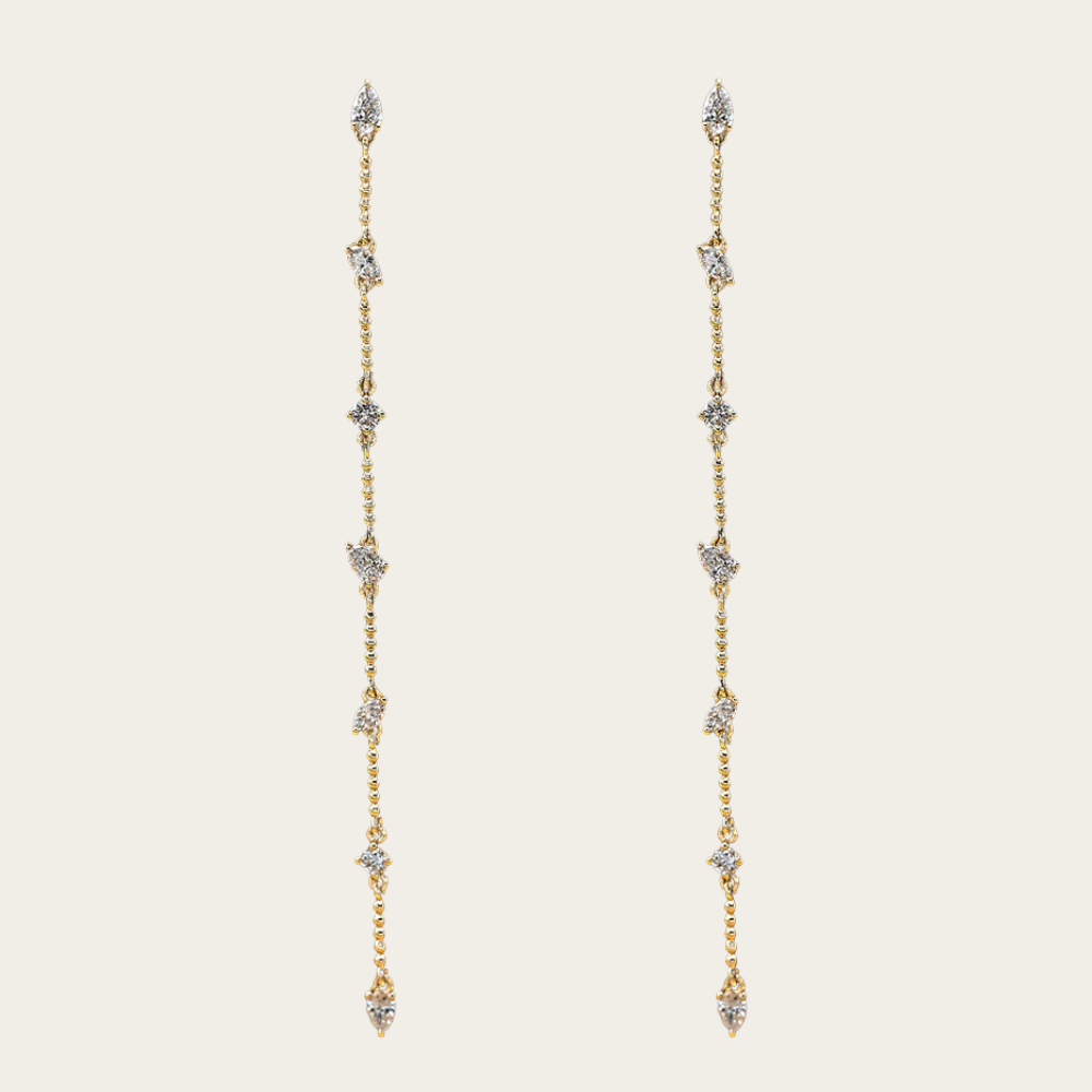 Long Diamond Earrings - YG (3.62gm)