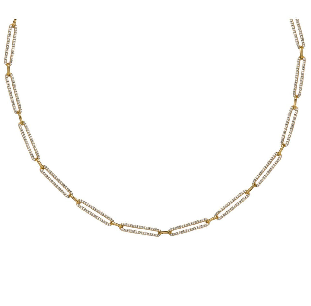 Cubic Zirconia Pave Paperclip Chain Link Chocker