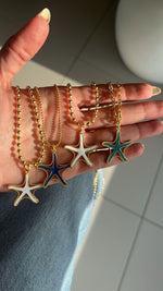 Navy Blue Starfish Bubble Gold Plated