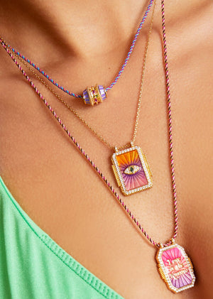 NECKLACE - PINK RAINBOW EYE BOHEME