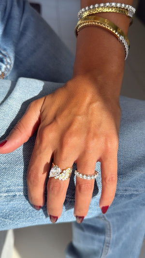 Open Ring with Pear Cut Stone