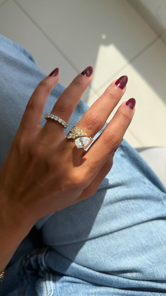 Open Ring with Pear Cut Stone