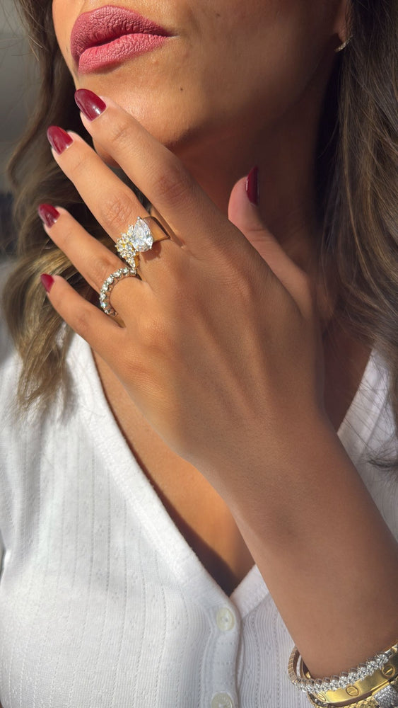 Open Ring with Pear Cut Stone