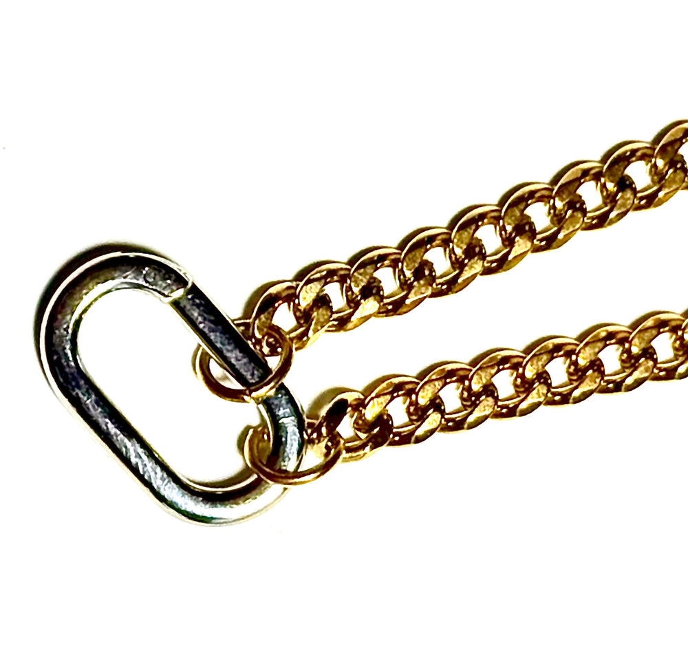 Pia-Carabiner Emerald Gem Charm Necklace Stainless Steel 14K