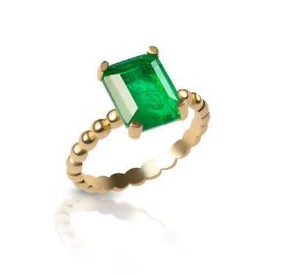 Gold Plated Bea Emerald Cut Green