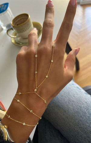 Multi Layer Zirconia 925 Sterling Silver Hand Chain