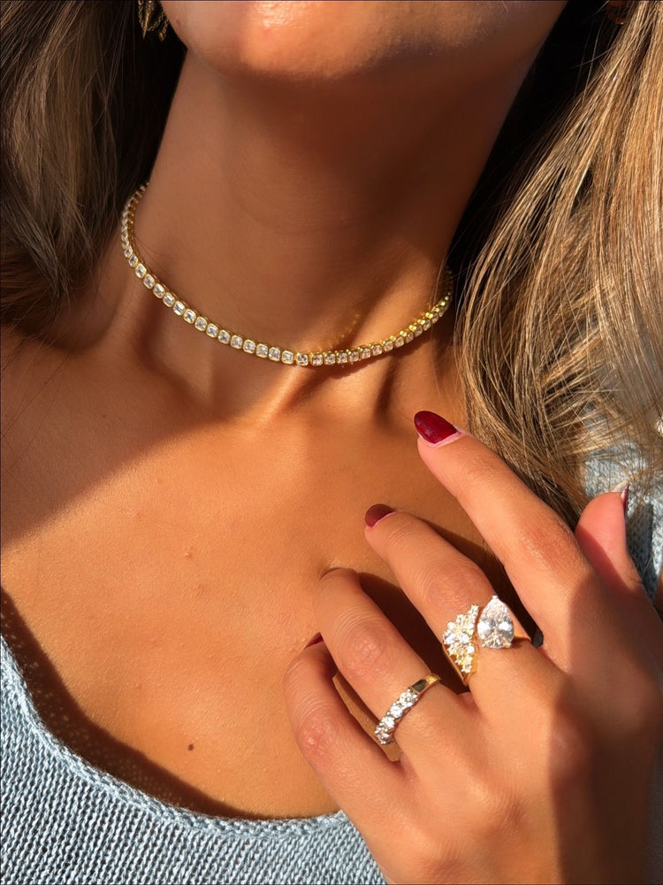 Sterling Silver Gold Plated Asscher Cut Chocker