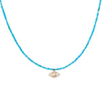 Natural Turquoise Beaded Evil Eye Necklace