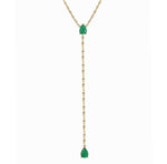 Silver Gold Plated Diamond Chain Pear Emerald Lariat