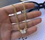 Emerald Zirconia Stone Cut Link Chain