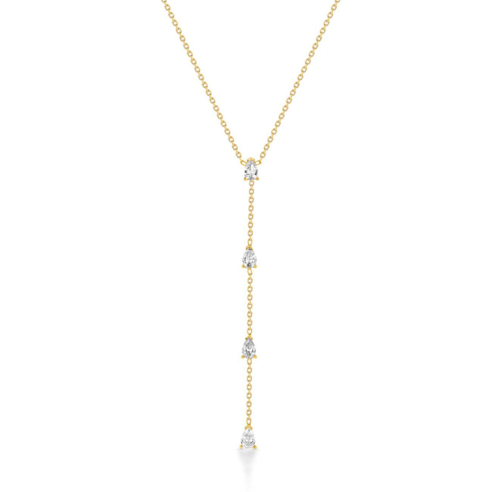 STERLING SILVER PEAR Drops Lariat Necklace