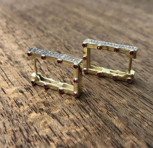 Sterling Silver Rectangular Full Zirconia (Sold in pairs)