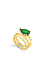 Sterling Silver Spiral Pear Emerald Gold Plated