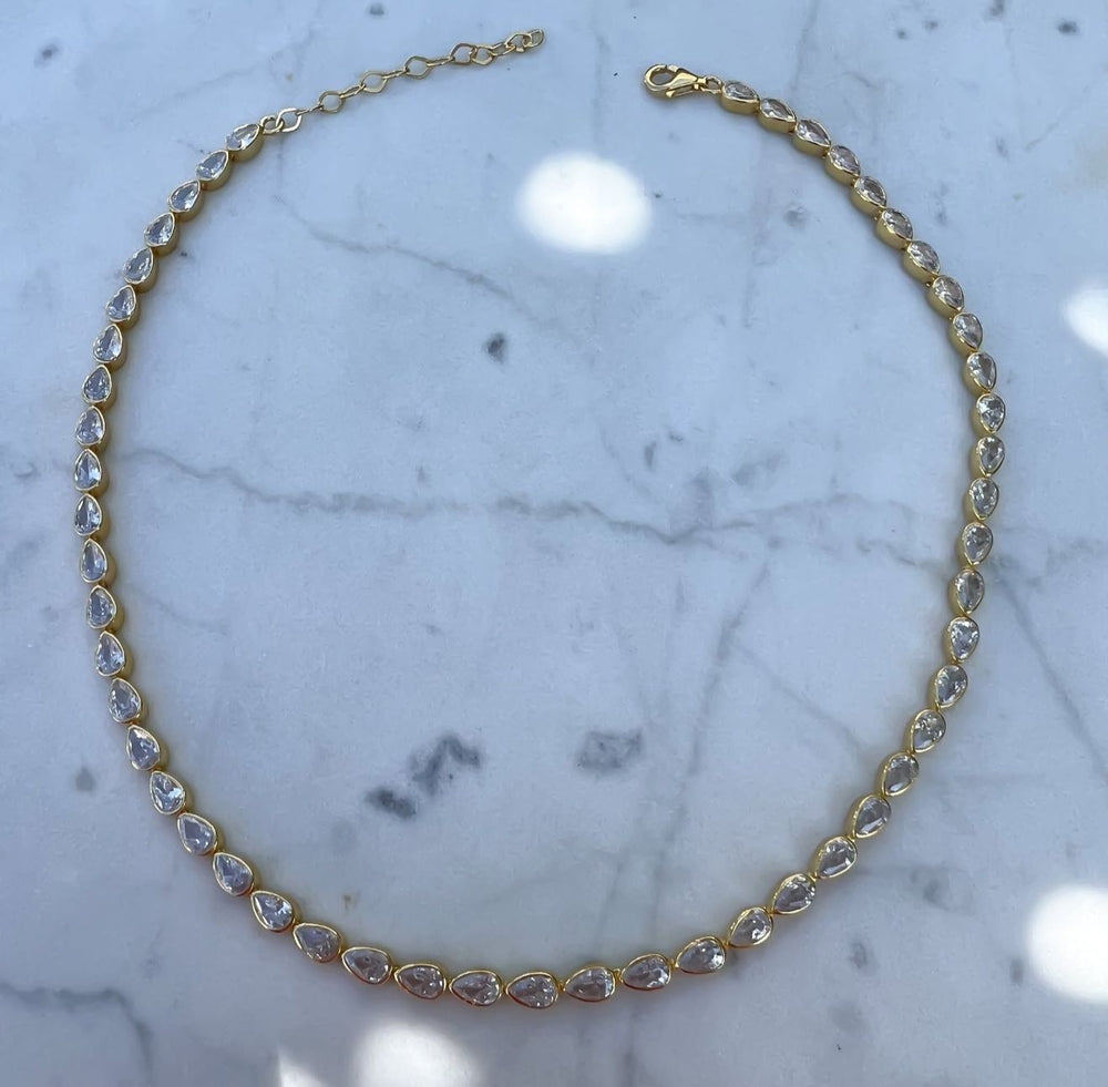 Sterling Silver gold plated pear tennis chocker