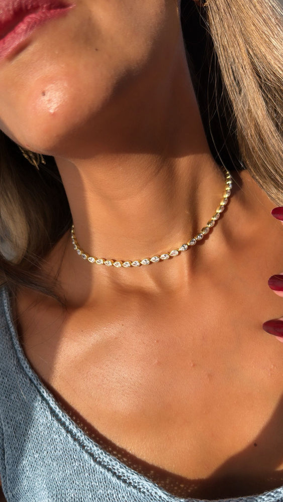 Sterling Silver gold plated pear tennis chocker