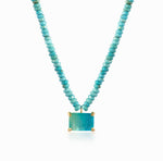 Natural Turquoise Beaded Square Paraiba Necklace