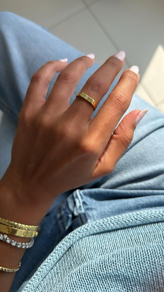 Sterling Silver Zirconia Flat