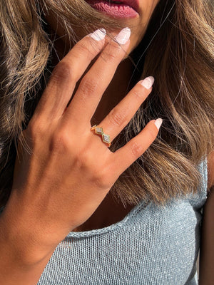 Sterling Silver Zigzag Lozenge CZ Stone