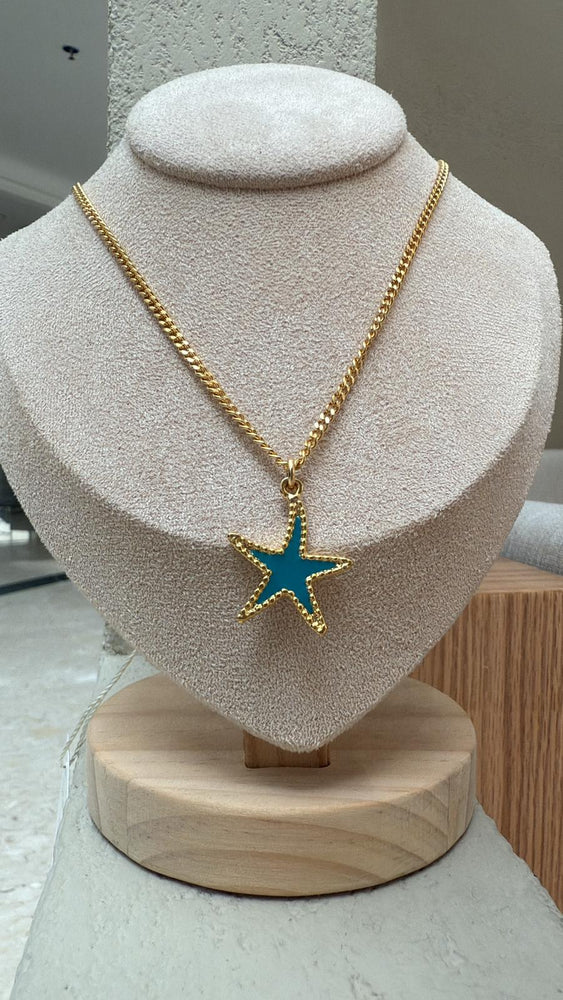 Small Turquoise Starfish Gold Plated