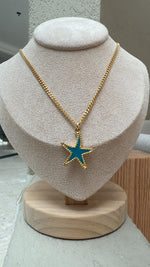 Small Turquoise Starfish Gold Plated
