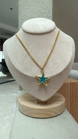 Small Turquoise Starfish Gold Plated