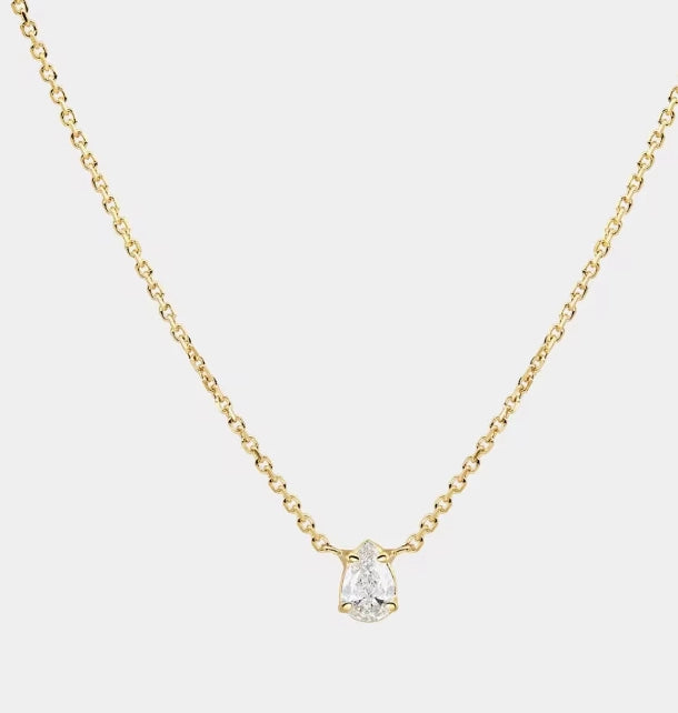 Solitaire Collection- Steel 14K Gold Necklace-Layering