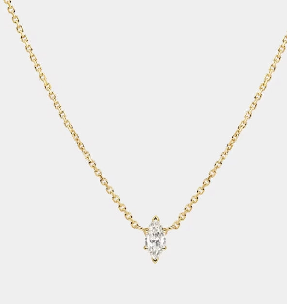Solitaire Collection- Steel 14K Gold Necklace-Layering