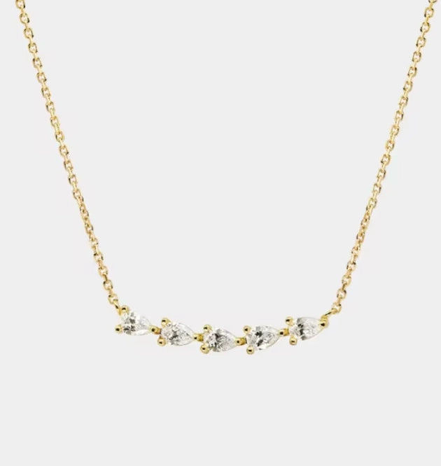 Solitaire Collection- Steel 14K Gold Necklace-Layering
