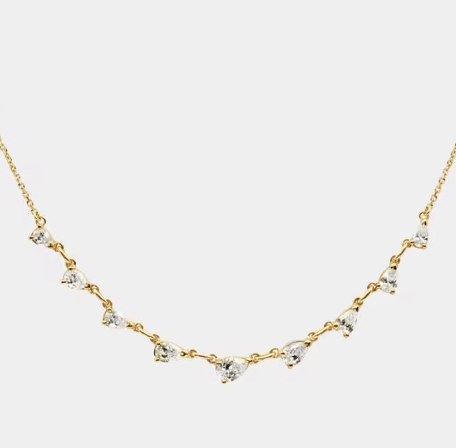 Solitaire Collection- Steel 14K Gold Necklace-Layering
