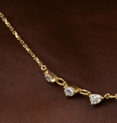 Solitaire Collection- Steel 14K Gold Necklace-Layering
