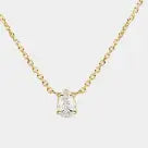 Solitaire Collection- Steel 14K Gold Necklace-Layering