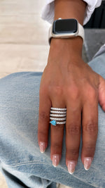 Turquoise Teardrop Lab Diamond Stone Spiral